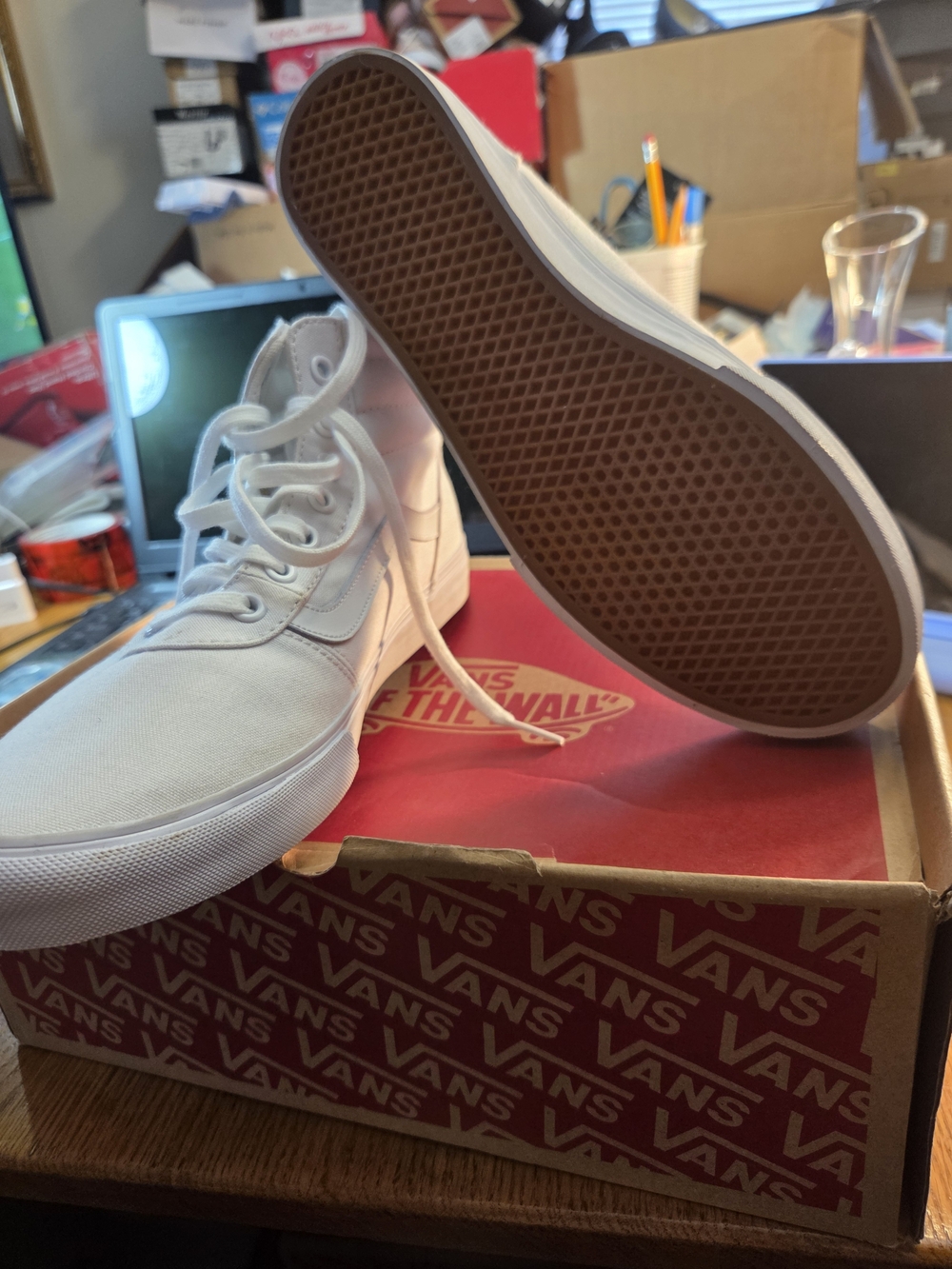 Vans Sk8-Hi Canvas Sneakers in Off-White - Picture 7 of 9